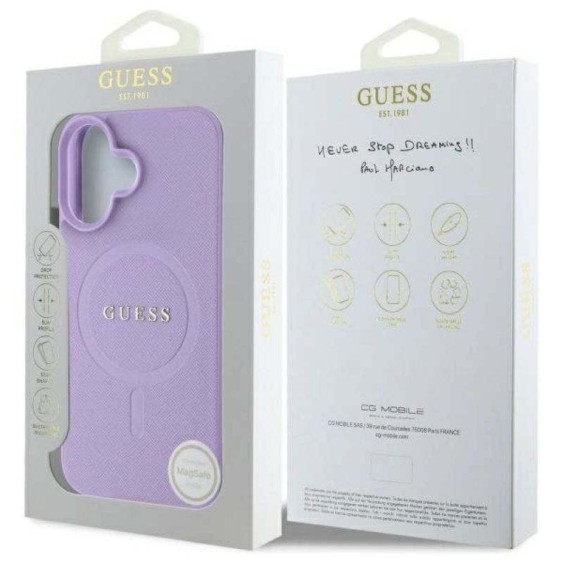 Etui Guess Saffiano MagSafe na iPhone 16 - fioletowe - obrazek 8