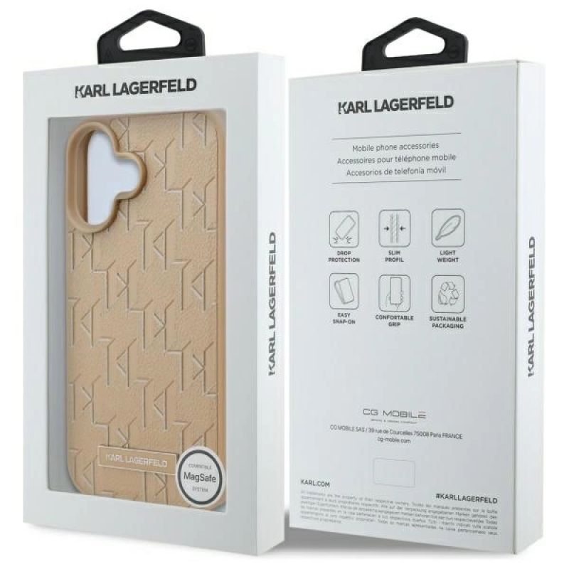 Etui Karl Lagerfeld Hot Stamp Magsafe na iPhone 16 - beżowe - obrazek 8