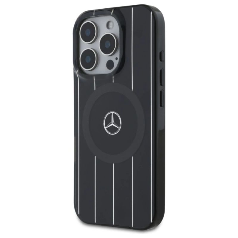 Etui Mercedes MB Double Layer Crossed Lines MagSafe na iPhone 16 Pro - czarne - obrazek 2