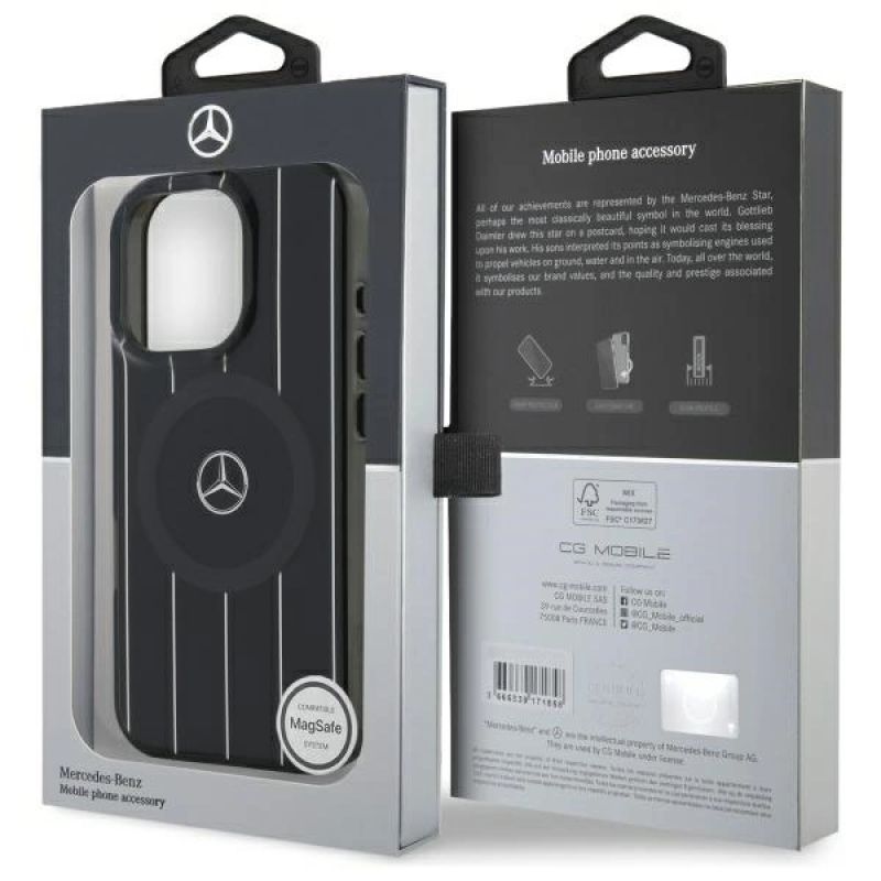Etui Mercedes MB Double Layer Crossed Lines MagSafe na iPhone 16 Pro - czarne - obrazek 8