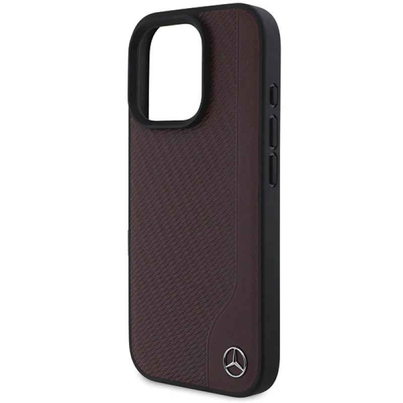 Etui Mercedes MB Wood Imitation Leather MagSafe na iPhone 16 Pro - czerwone - obrazek 6