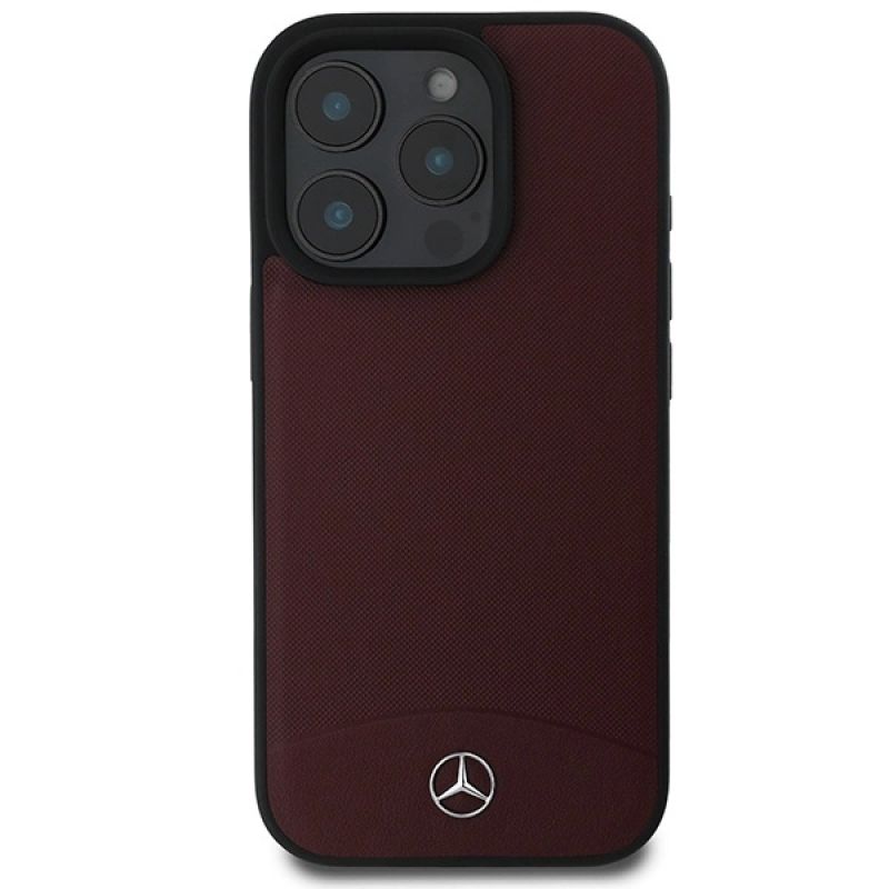 Etui Mercedes Textured And Plain Leather MagSafe na iPhone 16 Pro Max - czerwone - obrazek 3