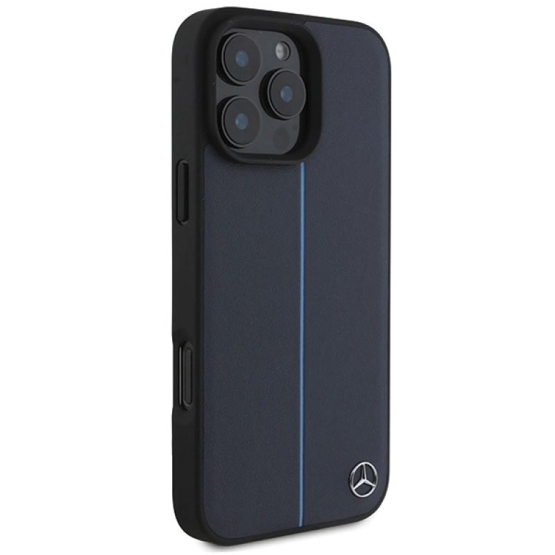 Etui Mercedes MB Blue Line Leather MagSafe na iPhone 16 Pro Max - granatowe - obrazek 4