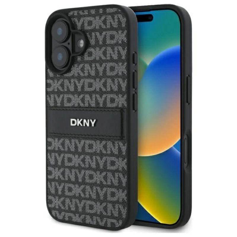 Etui DKNY Texture Pattern Tonal Stripe na iPhone 16 - czarne