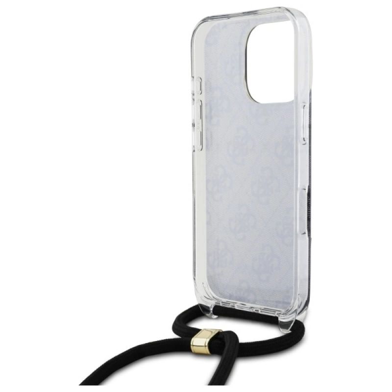 Etui Guess Crossbody Cord 4G Print ze smyczą na iPhone 16 Pro - czarne - obrazek 6