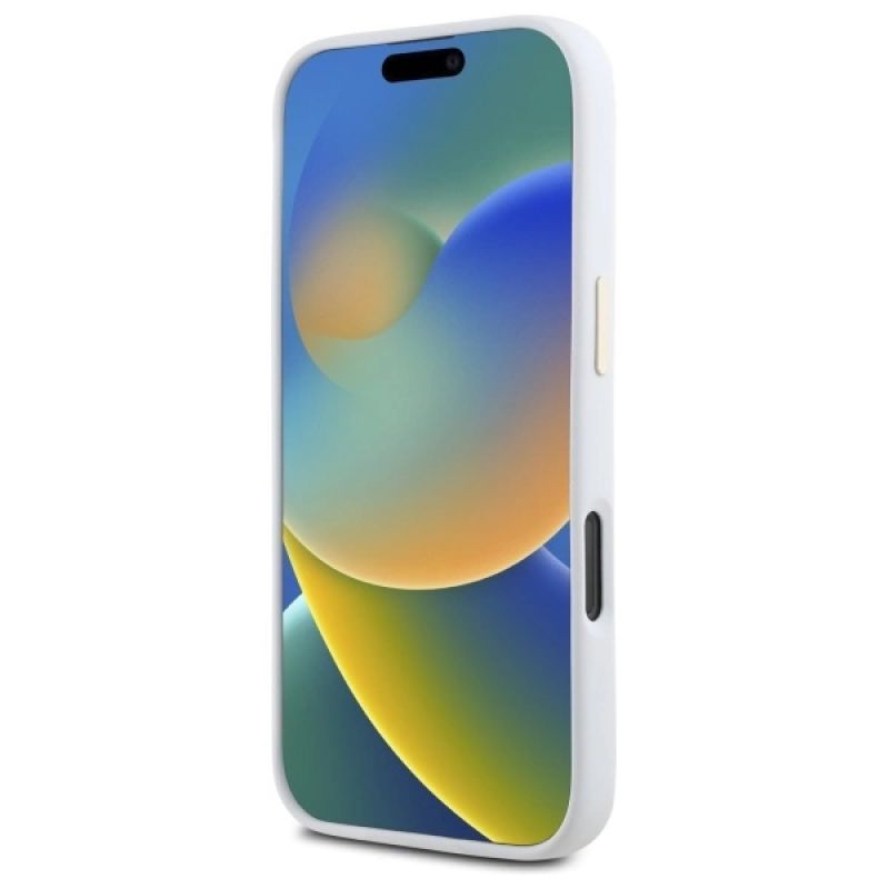 Etui Guess Silicone Logo Strass 4G na iPhone 16 Pro - białe - obrazek 5
