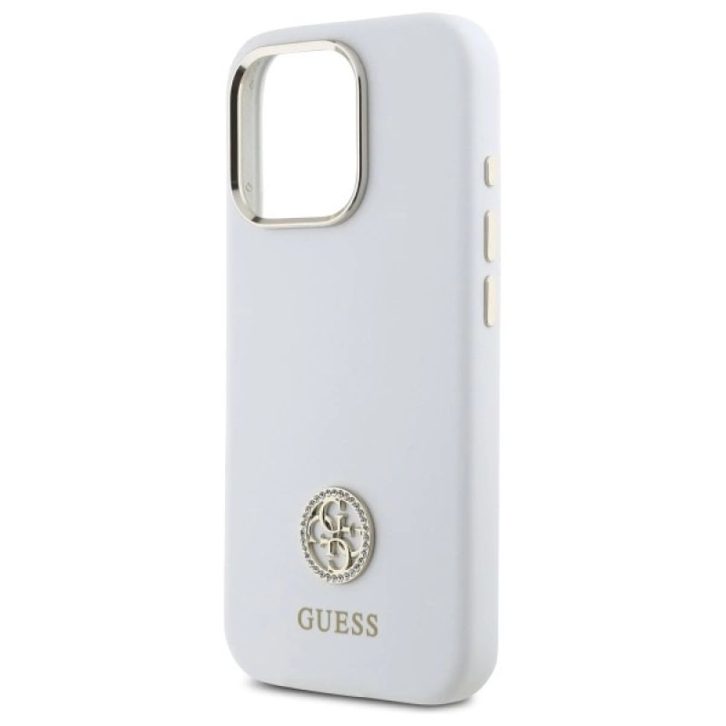 Etui Guess Silicone Logo Strass 4G na iPhone 16 Pro - białe - obrazek 6