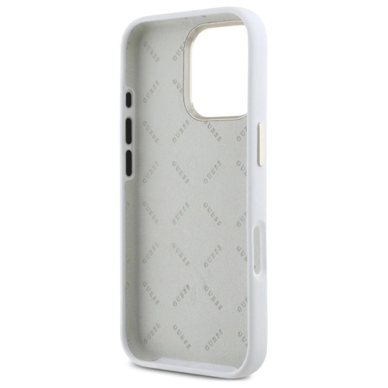 Etui Guess Silicone Logo Strass 4G na iPhone 16 Pro - białe - obrazek 7