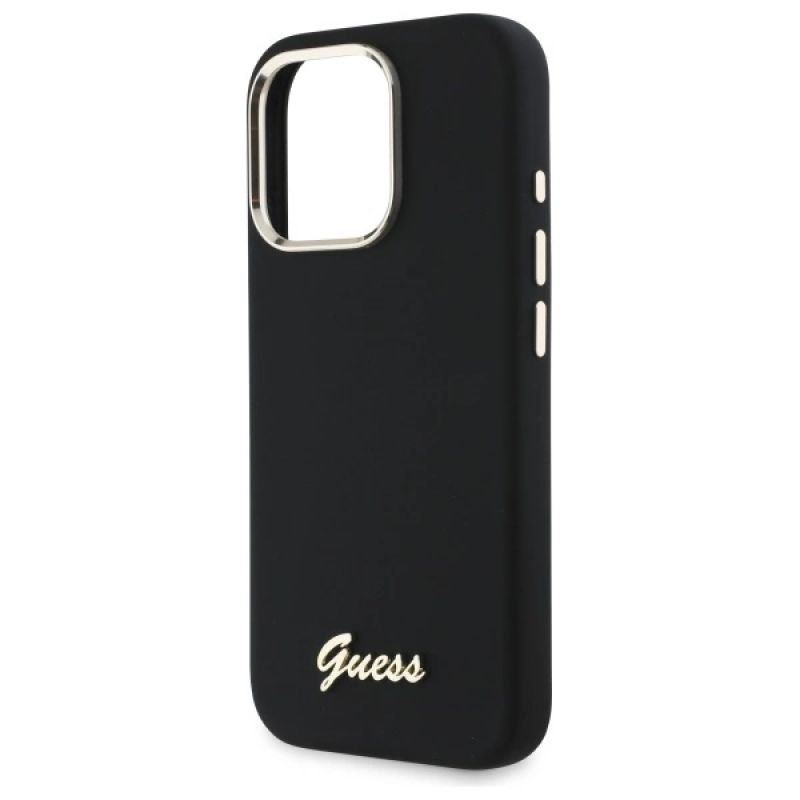 Etui Guess Silicone Script Metal Logo & Frame na iPhone 16 Pro - czarne - obrazek 6