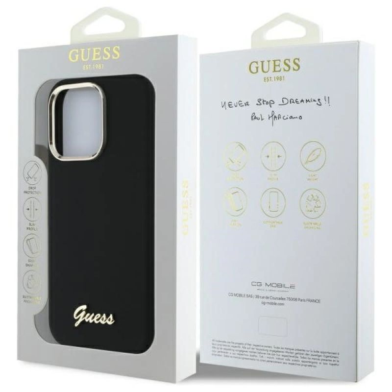 Etui Guess Silicone Script Metal Logo & Frame na iPhone 16 Pro - czarne - obrazek 8