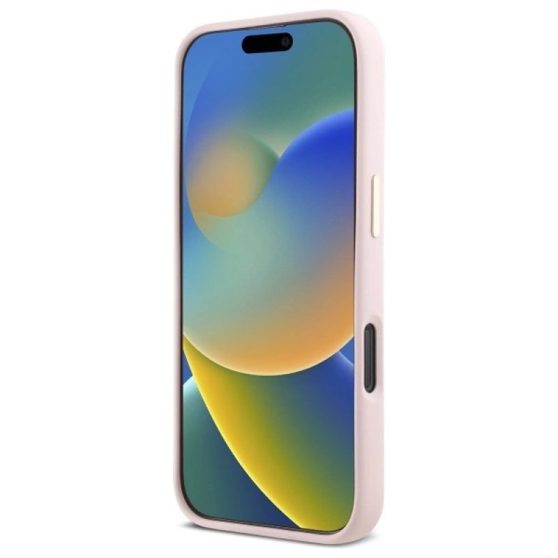 Etui Guess Silicone Script Metal Logo & Frame na iPhone 16 Pro - różowe - obrazek 5