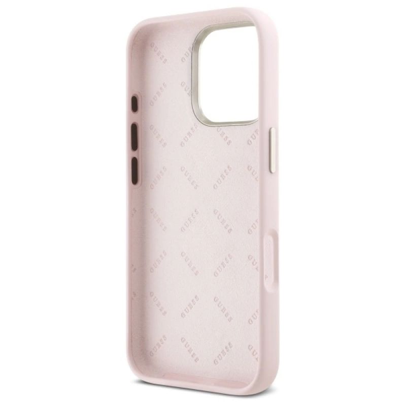 Etui Guess Silicone Script Metal Logo & Frame na iPhone 16 Pro - różowe - obrazek 7