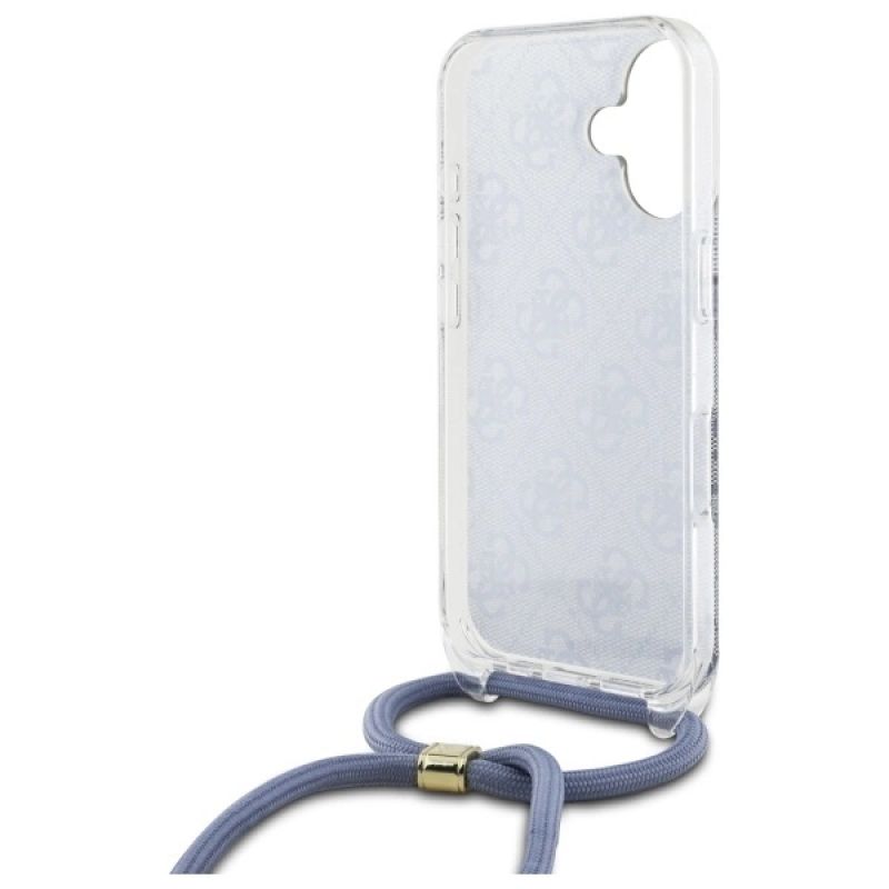 Etui Guess Crossbody Cord 4G Print ze smyczą na iPhone 16 - niebieskie - obrazek 6