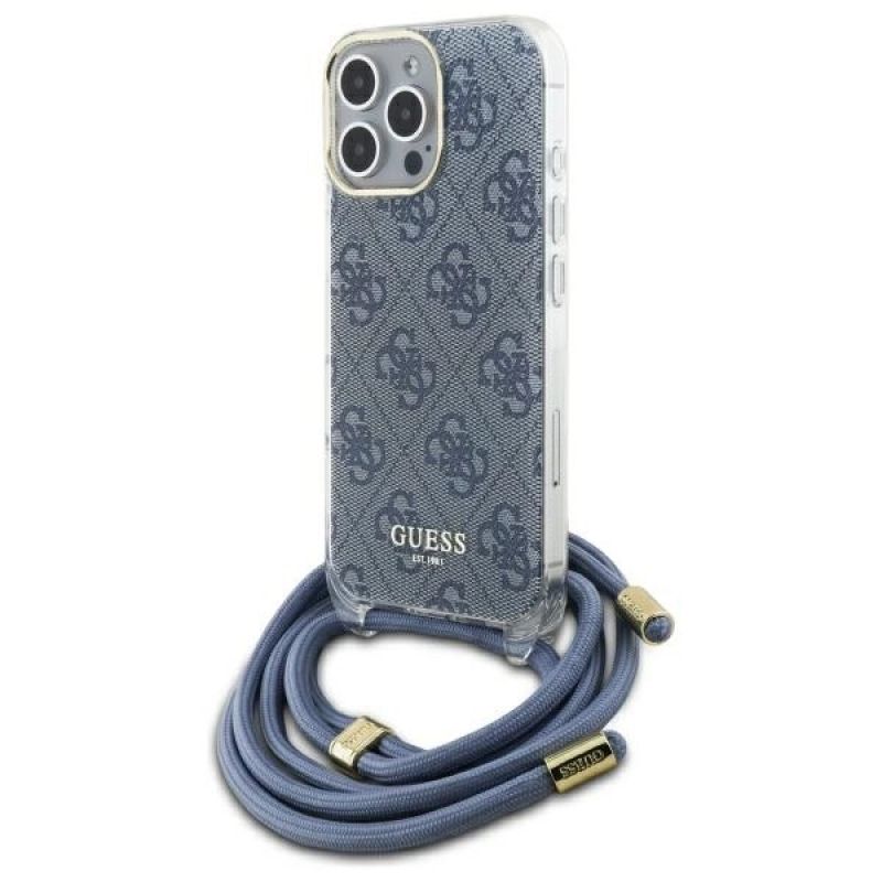 Etui Guess Crossbody Cord 4G Print na iPhone 16 Pro Max - niebieskie