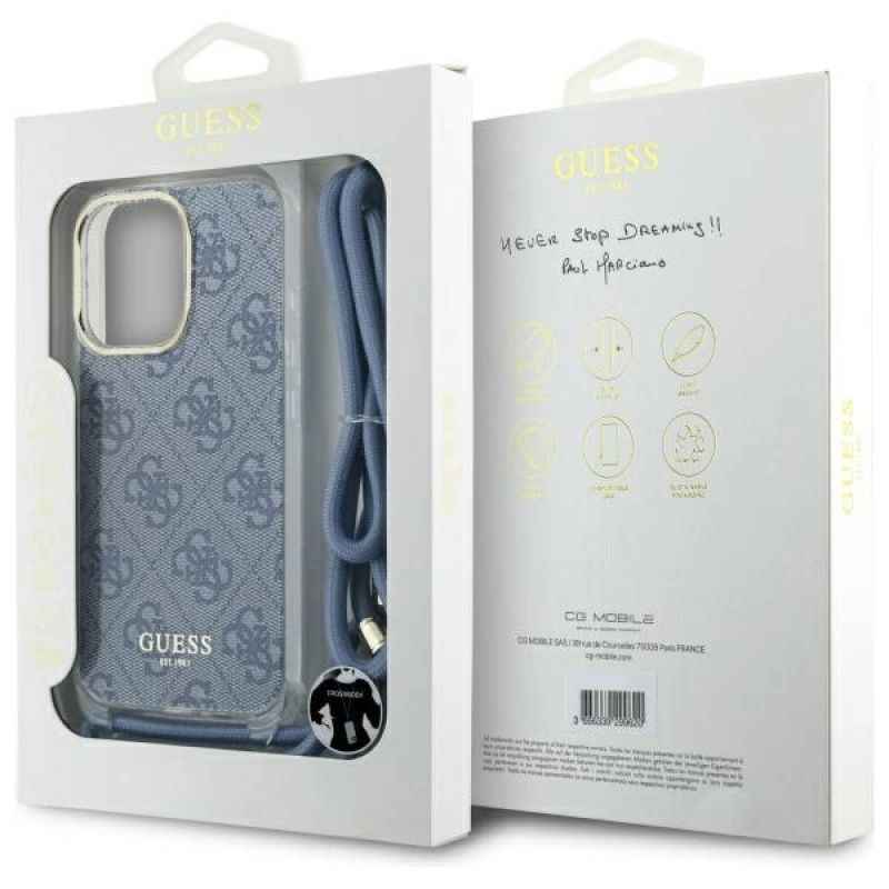 Etui Guess Crossbody Cord 4G Print na iPhone 16 Pro Max - niebieskie - obrazek 7