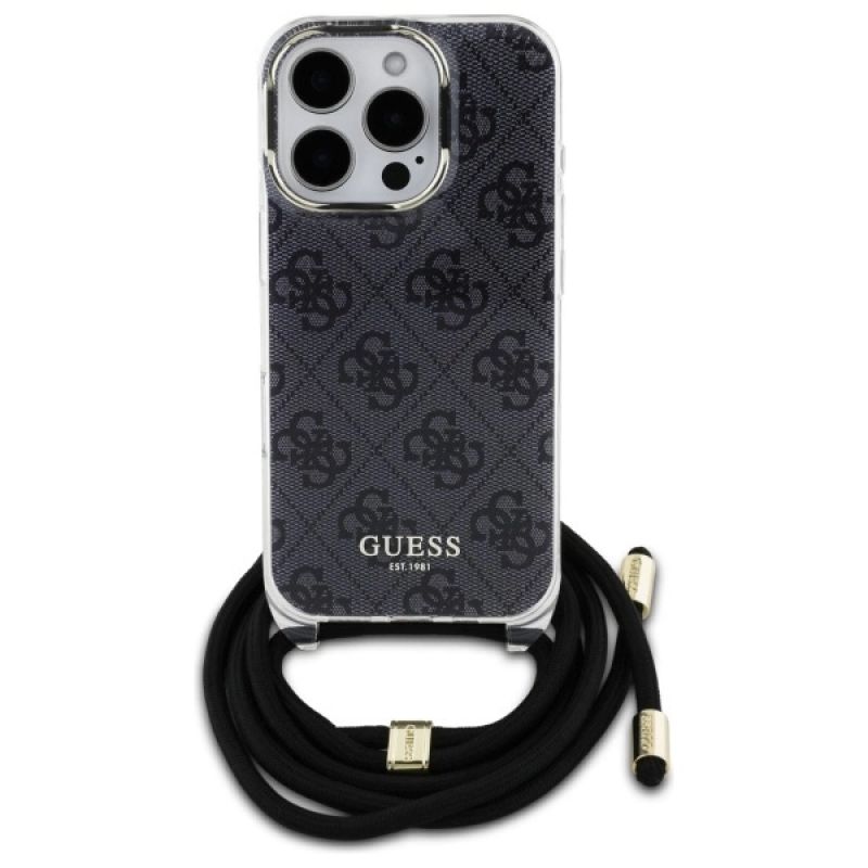 Etui Guess Crossbody Cord 4G Print na iPhone 16 Pro Max - czarne - obrazek 2