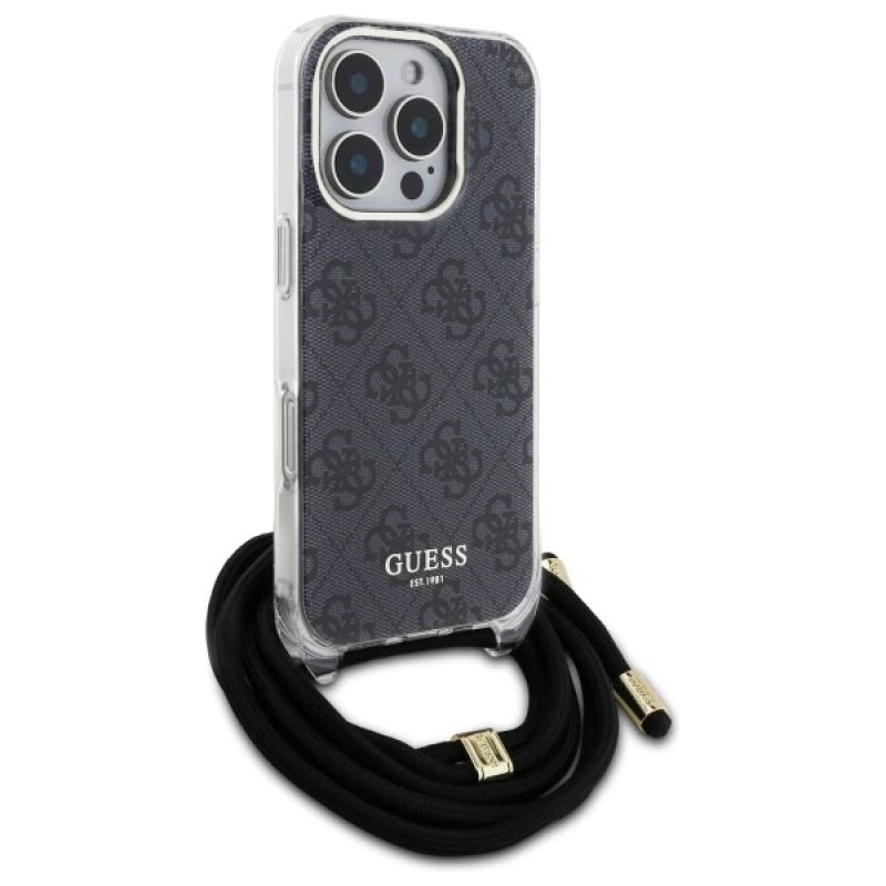 Etui Guess Crossbody Cord 4G Print na iPhone 16 Pro Max - czarne - obrazek 3
