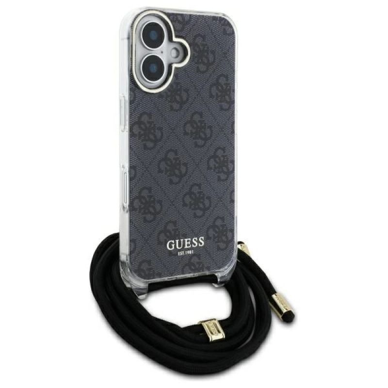 Etui Guess Crossbody Cord 4G Print na iPhone 16 Pro Max - czarne - obrazek 7