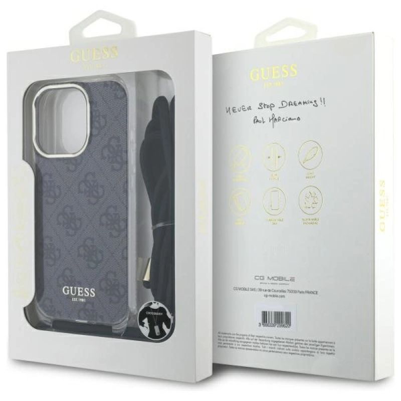 Etui Guess Crossbody Cord 4G Print na iPhone 16 Pro Max - czarne - obrazek 8