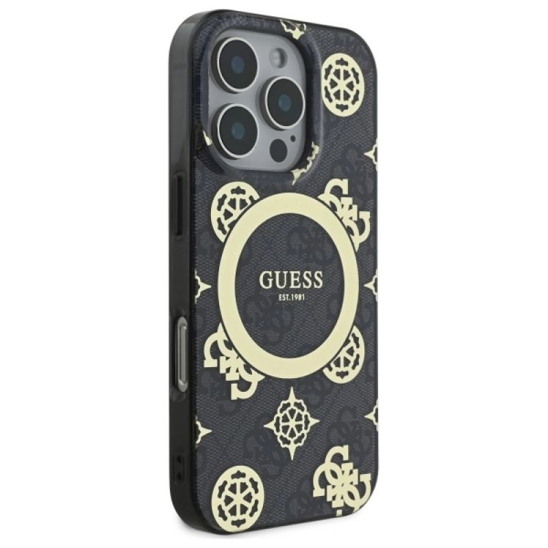 Etui Guess IML Peony On 4G Background MagSafe na iPhone 16 Pro - czarne - obrazek 4