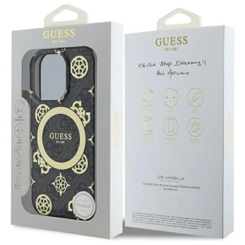 Etui Guess IML Peony On 4G Background MagSafe na iPhone 16 Pro - czarne - obrazek 7
