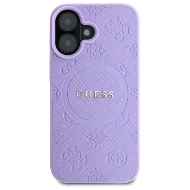 Etui Guess Saffiano Peony Classic Logo MagSafena iPhone 16 Plus - fioletowe - obrazek 3