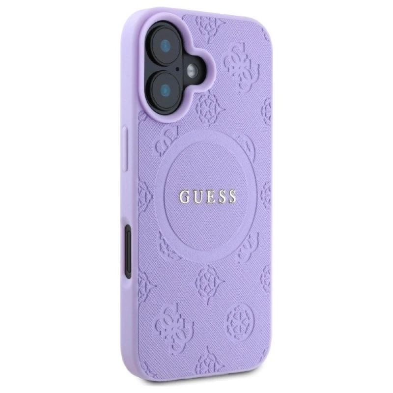Etui Guess Saffiano Peony Classic Logo MagSafena iPhone 16 Plus - fioletowe - obrazek 4