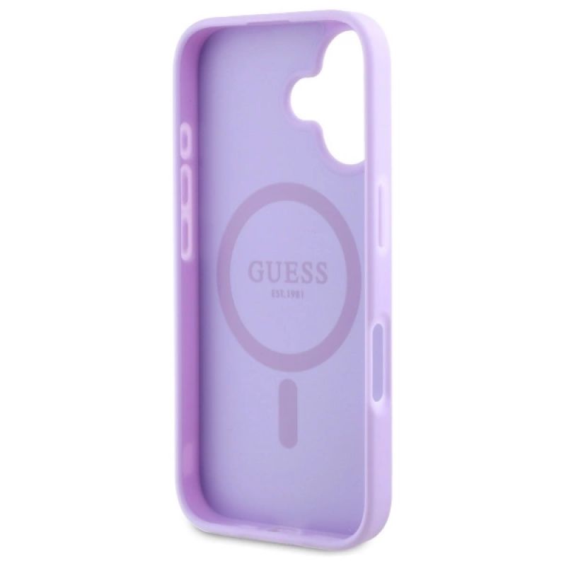 Etui Guess Saffiano Peony Classic Logo MagSafena iPhone 16 Plus - fioletowe - obrazek 7
