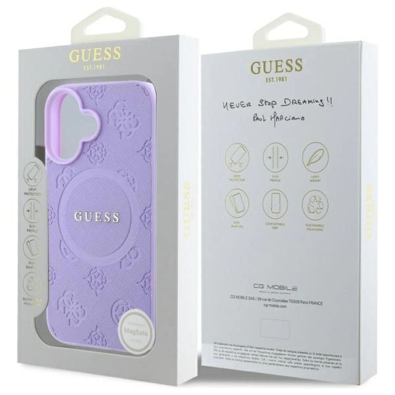 Etui Guess Saffiano Peony Classic Logo MagSafena iPhone 16 Plus - fioletowe - obrazek 8
