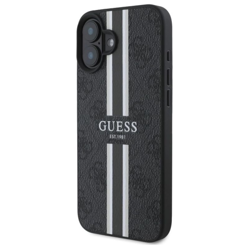 Etui Guess 4G Printed Stripes MagSafe na iPhone 16 - czarne - obrazek 2