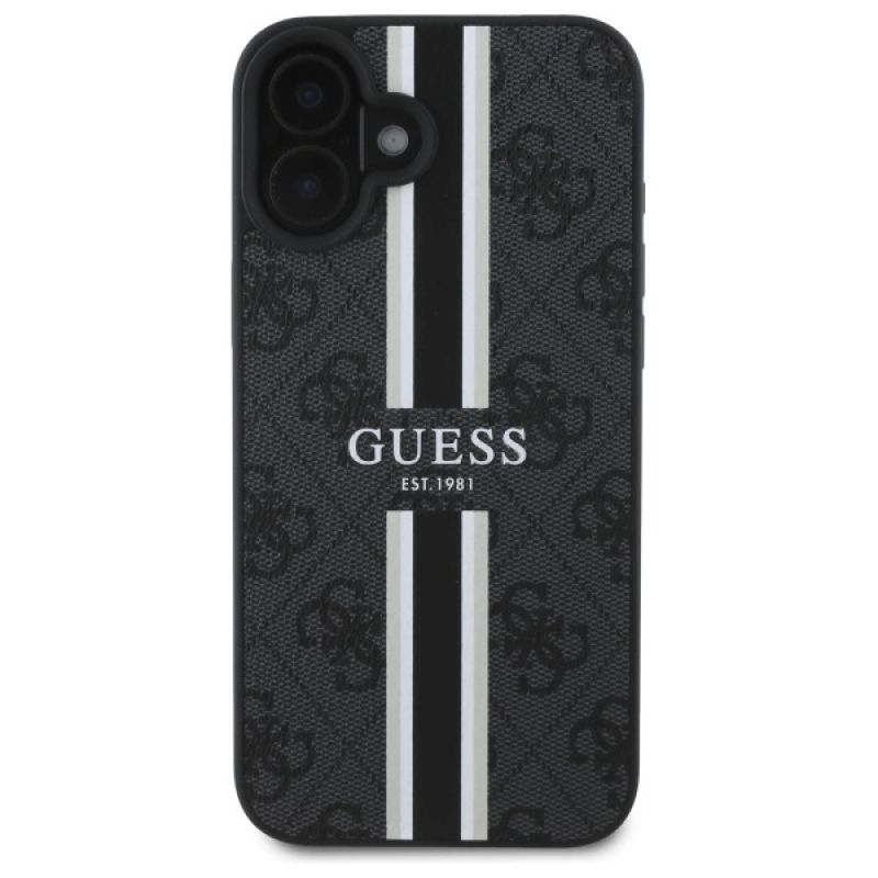 Etui Guess 4G Printed Stripes MagSafe na iPhone 16 - czarne - obrazek 3