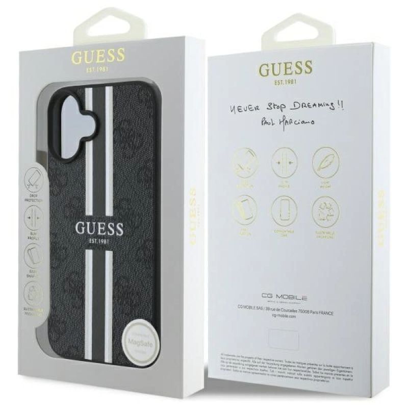 Etui Guess 4G Printed Stripes MagSafe na iPhone 16 - czarne - obrazek 8