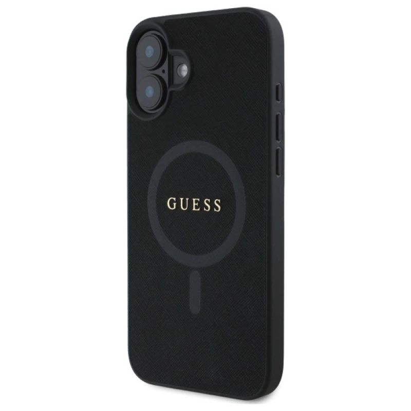 Etui Guess Saffiano Classic Logo MagSafe na iPhone 16 - czarne - obrazek 2