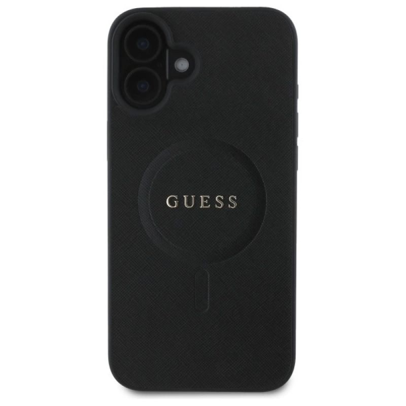 Etui Guess Saffiano Classic Logo MagSafe na iPhone 16 - czarne - obrazek 3