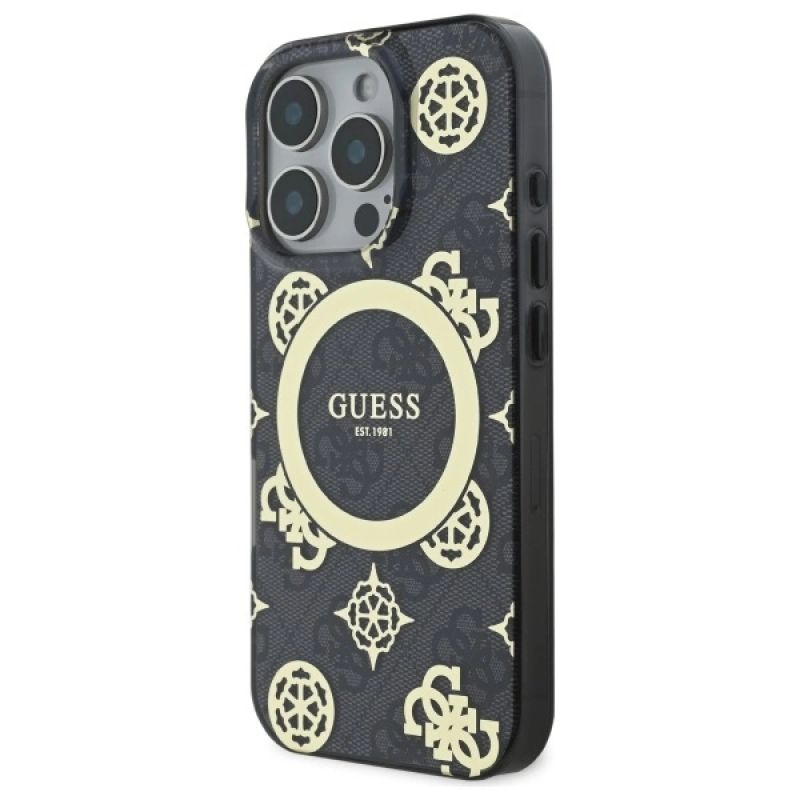 Etui Guess IML Peony On 4G Background MagSafe na iPhone 16 Pro Max - czarne - obrazek 2