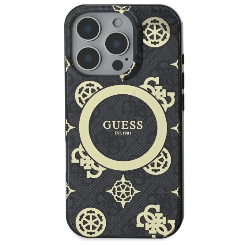 Etui Guess IML Peony On 4G Background MagSafe na iPhone 16 Pro Max - czarne - obrazek 3