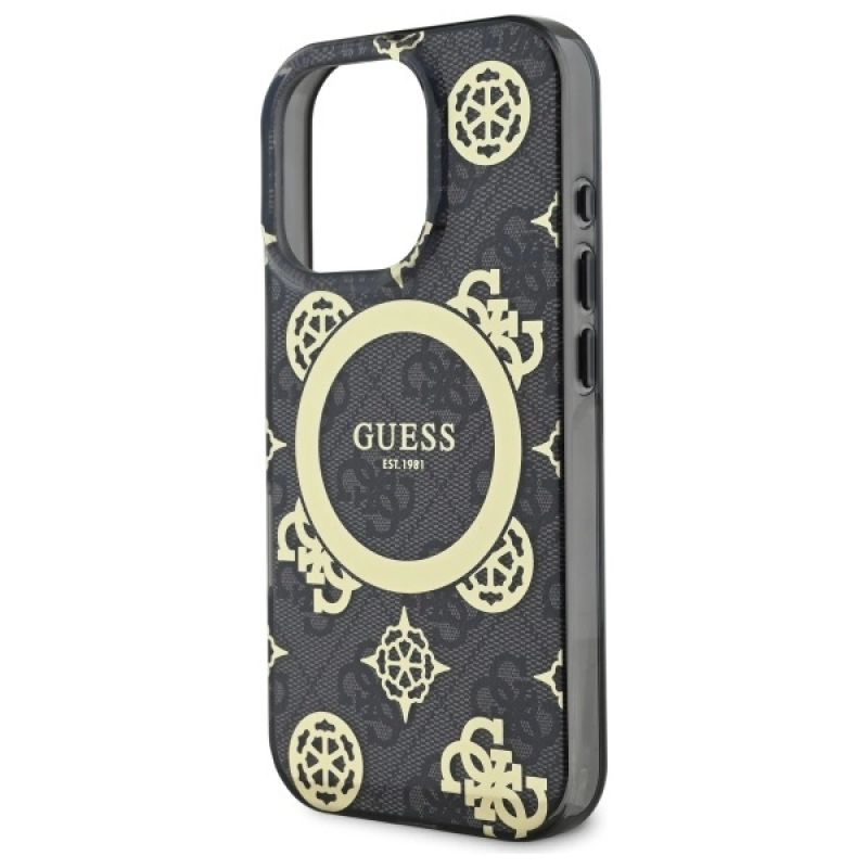 Etui Guess IML Peony On 4G Background MagSafe na iPhone 16 Pro Max - czarne - obrazek 5