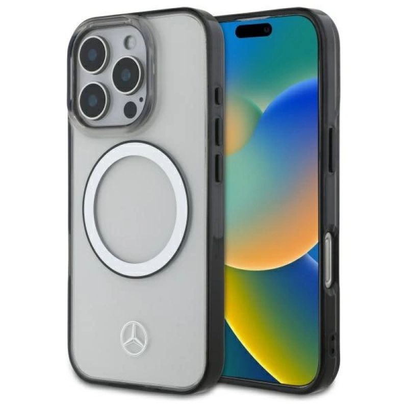 Etui Mercedes Printed logo MagSafe na iPhone 16 Pro - przezroczyste