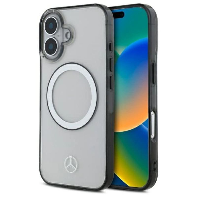 Etui Mercedes Printed logo MagSafe na iPhone 16 - przezroczysty