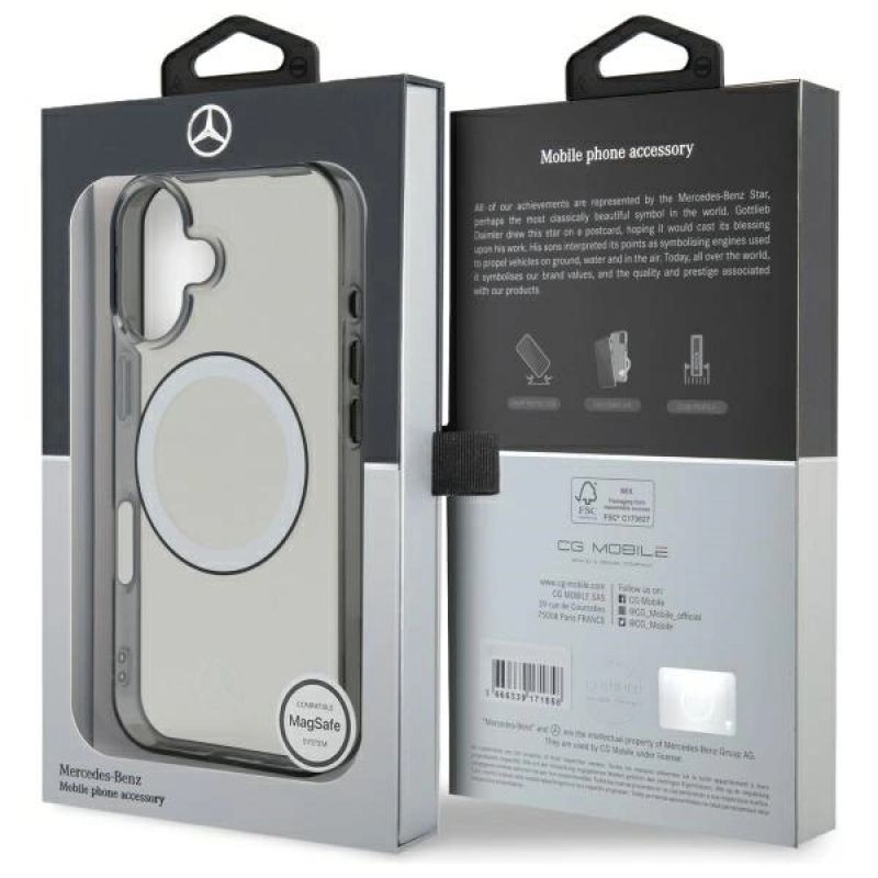 Etui Mercedes Printed logo MagSafe na iPhone 16 - przezroczysty - obrazek 8