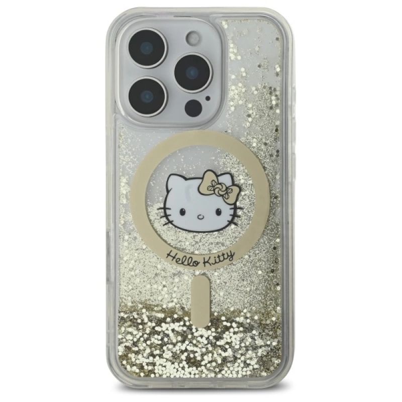 Etui Hello Kitty Liquid Glitter Fever MagSafe na iPhone 16 Pro - złote - obrazek 3