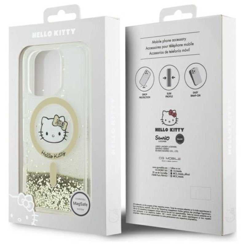Etui Hello Kitty Liquid Glitter Fever MagSafe na iPhone 16 Pro - złote - obrazek 8