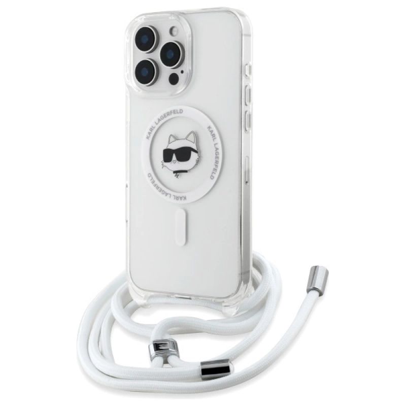 Etui Karl Lagerfeld IML Choupette Head & Cord Magsafe na iPhone 16 Pro - przezroczysty