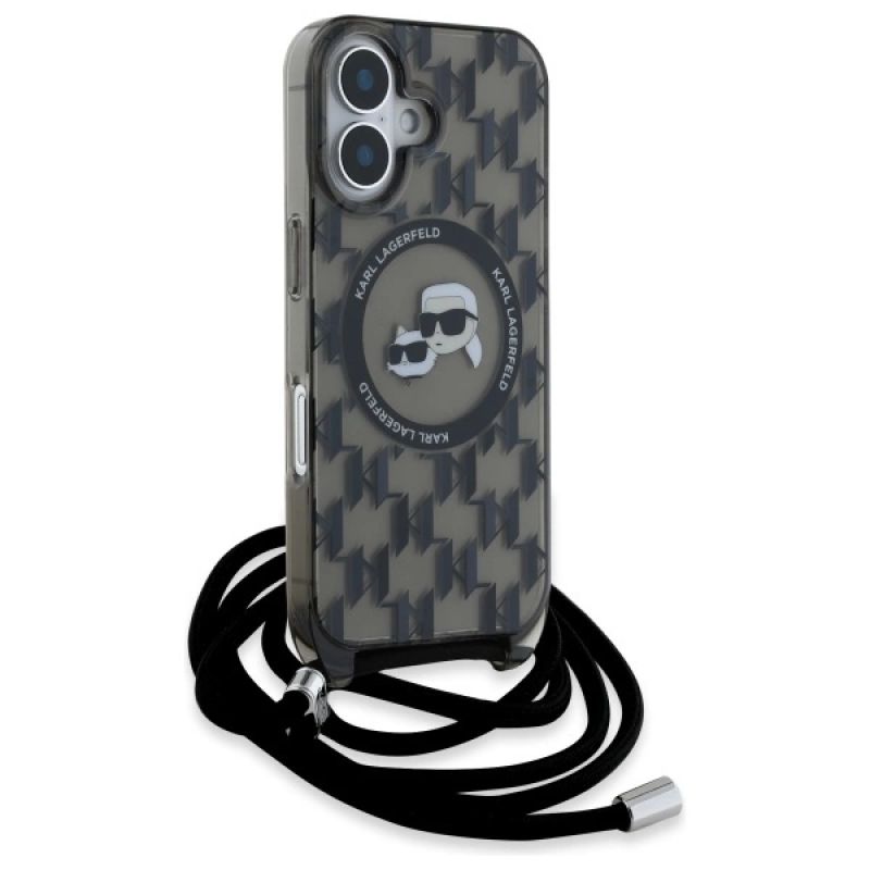 Etui Karl Lagerfeld IML Crossbody Monogram Karl & Choupette Head MagSafe na iPhone 16 - czarne - obrazek 3