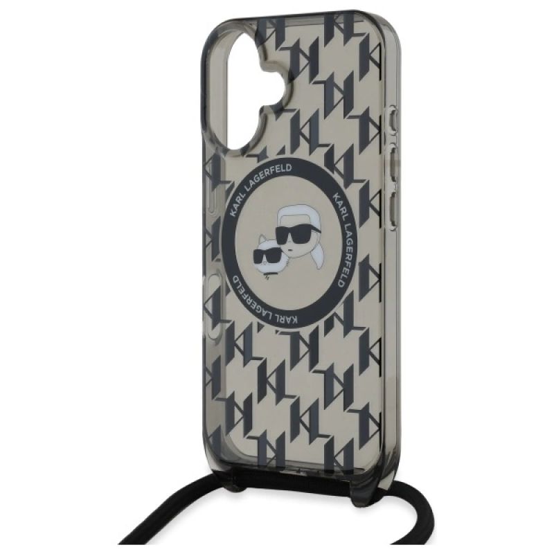 Etui Karl Lagerfeld IML Crossbody Monogram Karl & Choupette Head MagSafe na iPhone 16 - czarne - obrazek 5