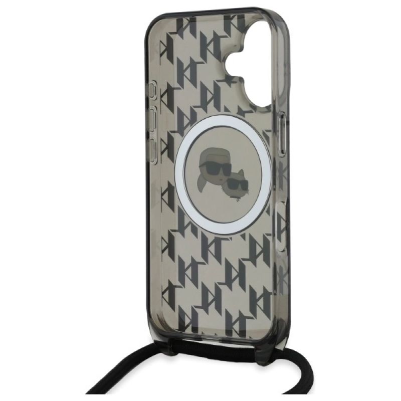 Etui Karl Lagerfeld IML Crossbody Monogram Karl & Choupette Head MagSafe na iPhone 16 - czarne - obrazek 6