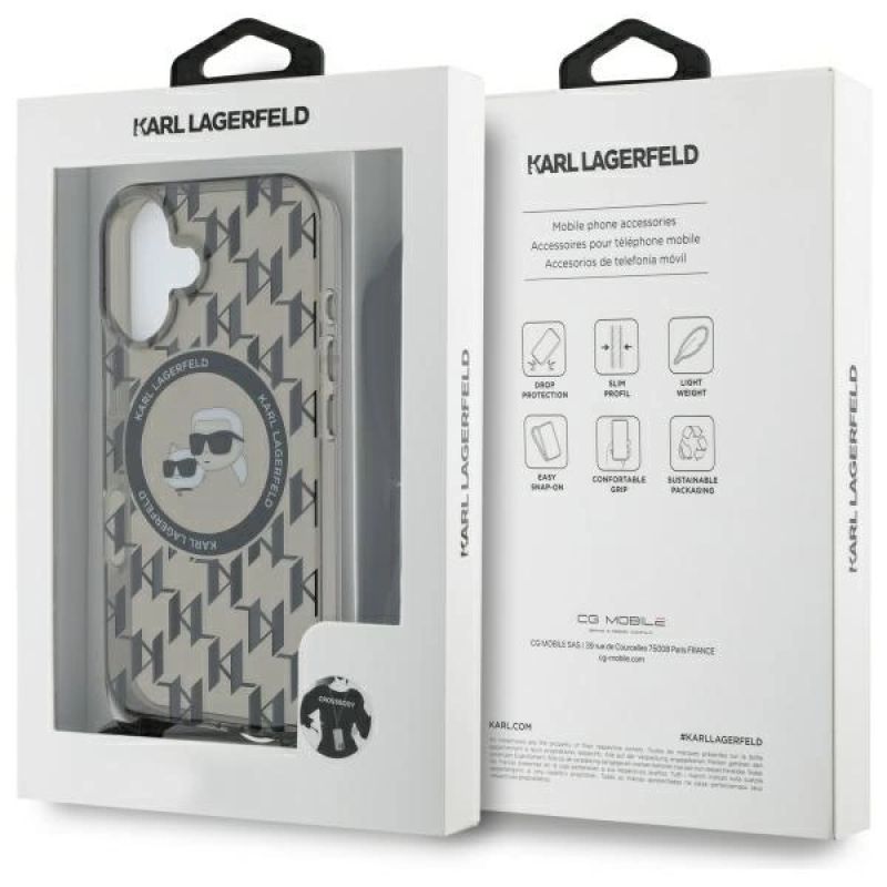 Etui Karl Lagerfeld IML Crossbody Monogram Karl & Choupette Head MagSafe na iPhone 16 - czarne - obrazek 7