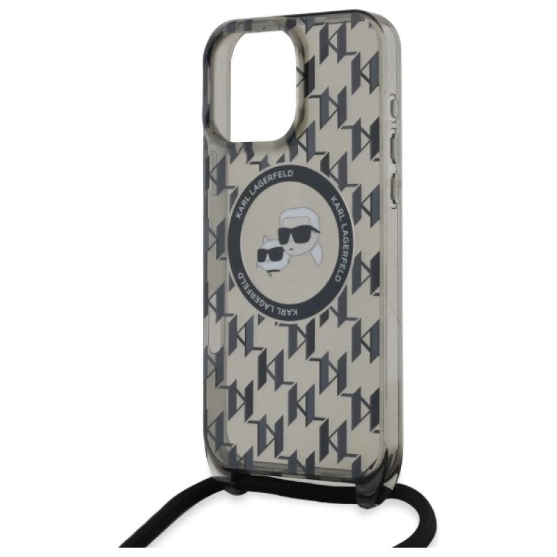 Etui Karl Lagerfeld IML Crossbody Monogram Karl & Choupette Head MagSafe na iPhone 16 Pro Max - czarne - obrazek 5