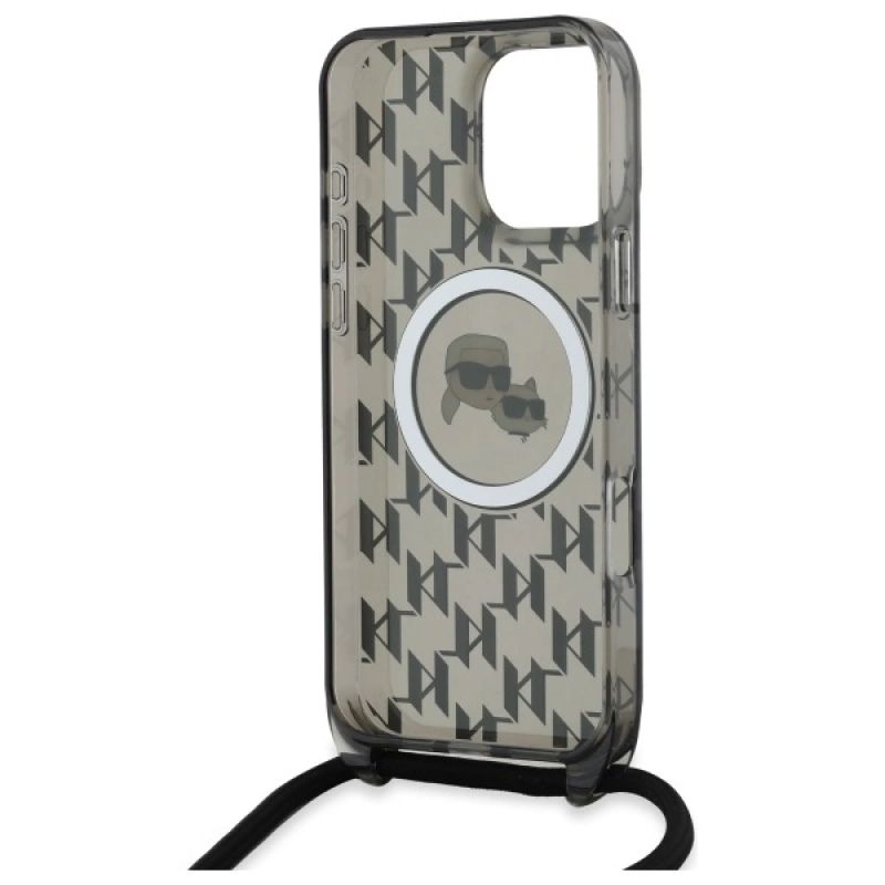 Etui Karl Lagerfeld IML Crossbody Monogram Karl & Choupette Head MagSafe na iPhone 16 Pro Max - czarne - obrazek 6