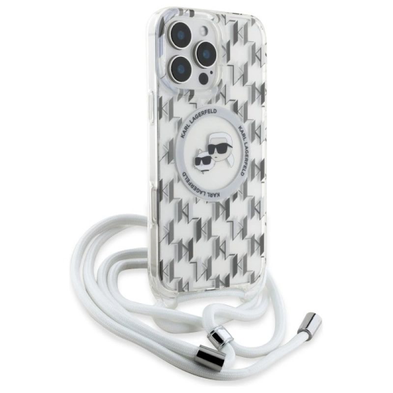 Etui Karl Lagerfeld IML Crossbody Monogram Karl & Choupette Head MagSafe na iPhone 16 Pro Max - przezroczyste - obrazek 3